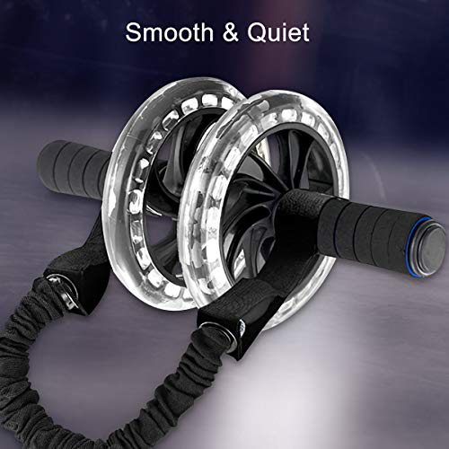 Surplex-2-Stueck-Bauch-Roller-Rad-Zugseil-Spannung-Band-Widerstandsband-fuer-Bauchroller-Widerstand-Bands-Zusatz-Abnehmen-Fitnessgeraete-der-Perfekte-Ab-Roller-Inklusive-Training-Roller-Rad-Zugseil
