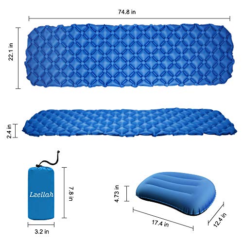 image for Lzellah Camping Sleeping Pad - Ultralight Inflatable Camping Mat & Tra