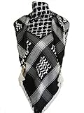 Black Arab Shemagh Head Scarf Neck Wrap Authentic Cottton Palestine Arafat BK-WT