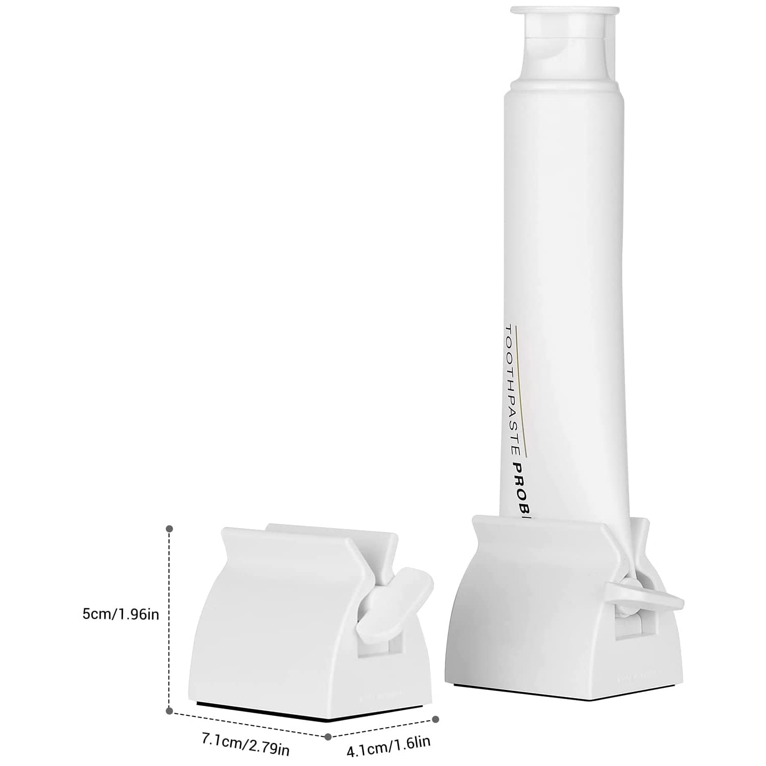 2pcs-Rolling Tube Toothpaste Squeezer Toothpaste Seat Holder Stand for Bathroom Accessories （White）