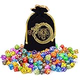 CiaraQ DND Dice Set, 140PCS Polyhedral Game Dice, 20 Set Double Color DND Role Playing Dice with 1 Big Pouch for Dungeon and Dragons DND RPG MTG Table Games Dice D4 D8 D10 D12 D20