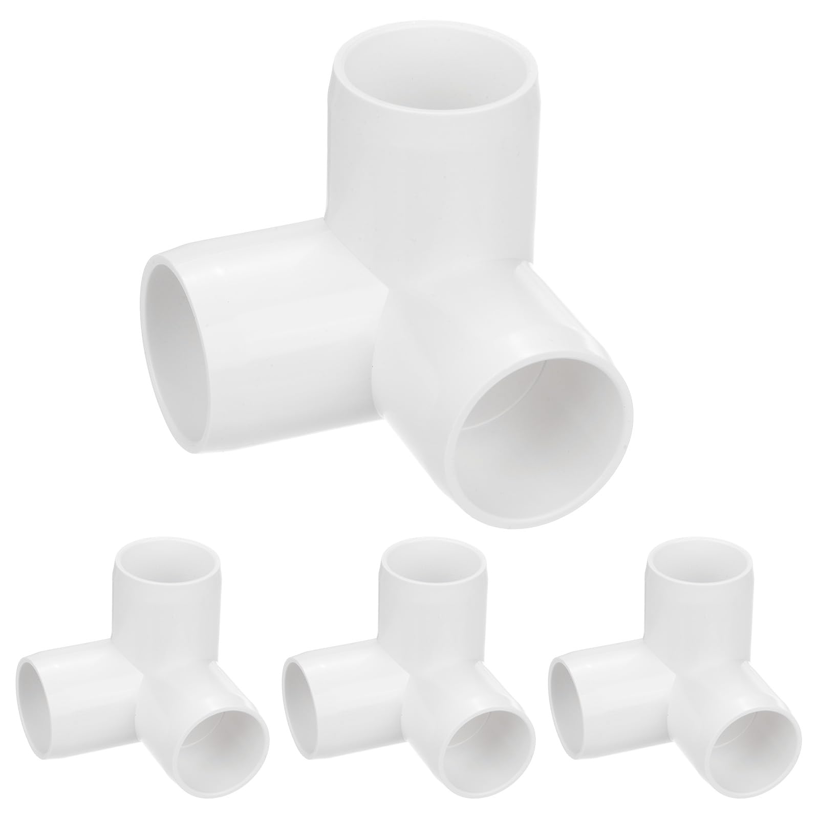 M METERXITY 4-Pack PVC Fittings, 1 Inch PVC Pipe Connectors 3-Way for Building Furniture/Greenhouse/Shed Pipe Fittings/Tent Connection, Furniture Build Grade PVC Elbow [White]