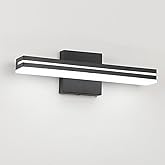 SineRise 16-Inch LED Modern Bathroom Vanity Light Bar, Matte Black Modern Acrylic Bathroom Wall Lighting Fixtures Over Mirror (Cool White 6000K)