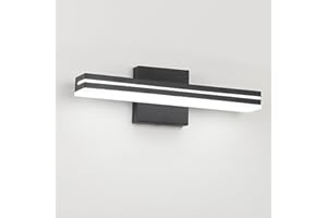 SineRise 16-Inch LED Modern Bathroom Vanity Light Bar, Matte Black Modern Acrylic Bathroom Wall Lighting Fixtures Over Mirror (Cool White 6000K)