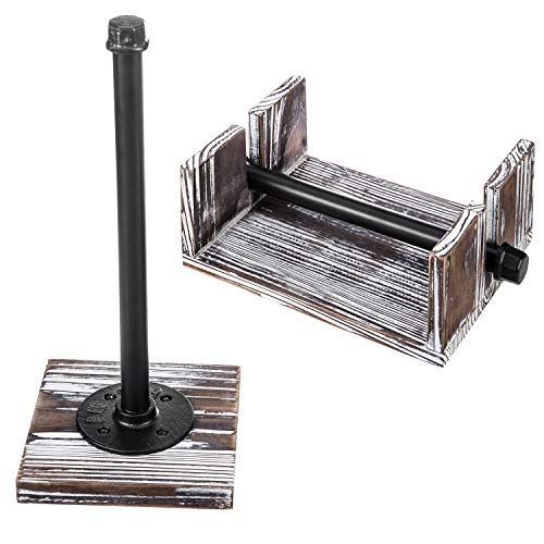 MyGift Torched Wood and Industrial Metal Paper Towel and Napkin Holder