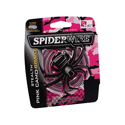 SpiderWire Stealth Superline Fishing Line, Pink Camo, 20/8 Pound Test-300 Yard