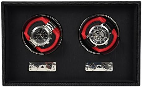 DULWICH DESIGNS mens accessories – Textured Black Double Watch Rotator with Red Pads