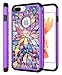 Style4U iPhone 8 Plus/iPhone 7 Plus Case, Lotus Flower Shock Resistant Studded Rhinestone Crystal Bling Hybrid Armor Case Cover w/ 1 Stylus [Flower Purple/Black]