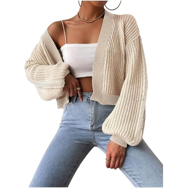 WDIRARA Women's 2 Piece Cardigan Sets Rib Knit Crop Tube Top