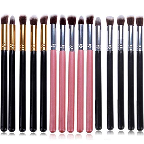 Zhuygba Makeup Eye Brush Set, Essential 5 Pcs Makeup Brushes,Pro MakeUp Cosmetic Set Eyeshadow Foundation Wood Brush Blusher Tools(Silver)