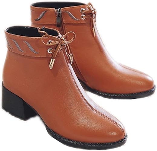 Amazon Gzgz レディース ショート丈 ブーツ 太ヒール ショートブーティー シンプル ゆったり カジュアル 無地 柔らかい 美脚効果最高 防寒 ファッション 安定感有 裏起毛 足長効果 脱ぎやすい 滑りにくい 秋冬 歩きやすい 高級感 冬用 Gzgz ブーツ ブーティ