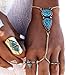 HIRIRI 1PC Hot Sale Turkish Jewelry Bohemian Ethnic Vintage Silver Coin Turquoise Bracelet Anklet For Women (Silver)