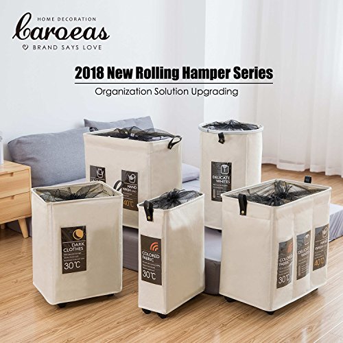 Laundry Sorter, Caroeas Laundry Hamper 3Bag with Card Pocket & Leather