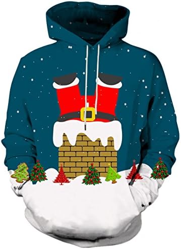 YAJOOEY Men's 3D Galaxy Printing Hooded Christmas Sweatshirt Sweaters Hoodies XX-Large