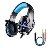 Gaming Headset with Mic, multifun Wired PC Gaming Headset , 3.5mm Noise Isolating Gaming Headset for PlayStation 4 PS4 Xbox One Laptop Tablet with Splitter Cable -Blue