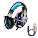 Gaming Headset with Mic, multifun Wired PC Gaming Headset , 3.5mm Noise Isolating Gaming Headset for PlayStation 4 PS4 Xbox One Laptop Tablet with Splitter Cable -Blue