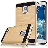 Kmall Note Edge N9150 Case 2in1 Hybrid Heavy Duty Impact Resistant Shock-Absorption Dual Layer Brushed Metal Texture Full-Body Protective Skin Cover Shell for Samsung Galaxy Note Edge SM-N915 Gold