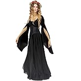 Women’s Halloween Renaissance Fairy Gothic Witch Dress, Medieval Victorian Vintage Pirate Party Cosplay Ren Faire Costumes