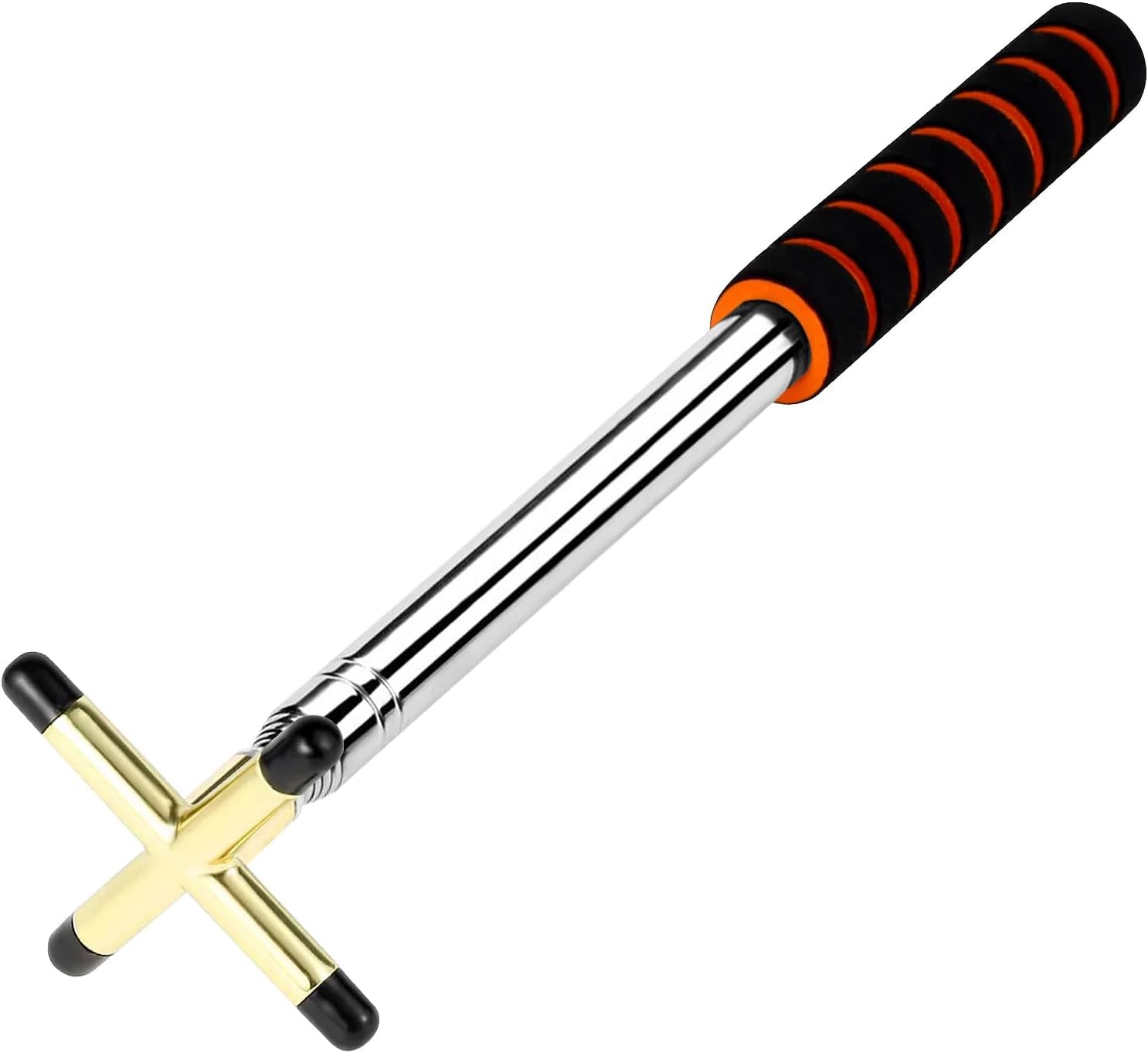 PCKOBEVER Billards Cue Stick Bridge,Retractable Snooker Cue Stick Bridge With Brass Bridge Head,Snooker Pool Rest Stick Pool Cue Holder Billiard Cue Accessories (Gold Bridge + One Brass Head)