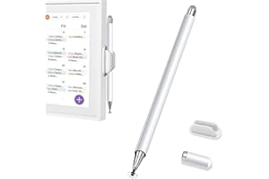LUNTAK Stylus and Mount for Skylight Calendars 15/27 Inch, Dual Tip with Mesh and Disc Tip | Magnetic Pen Cap | Flexiple Stylus Holder Mount to Calendar,2 in 1 Multifunctional Capacitive Stylus Pen-White