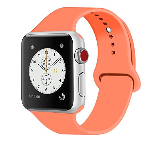 iDon Smart Watch Sport Band, Soft Silicone Replacement Sports Band Compatible for Apple Watch Band 42mm 2017 Series 3 Series 2 Series 1 All Models(S/M, Apricot)