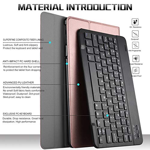 IVSO Samsung Galaxy Tab S4 10.5 Case with Keyboard - Wireless Keyboard Front Prop Stand Case for Samsung Galaxy Tab S4 SM-T830 Wi-Fi & SM-T835 4G LTE 10.5-inch 2018 Release Tablet (Rosegold)