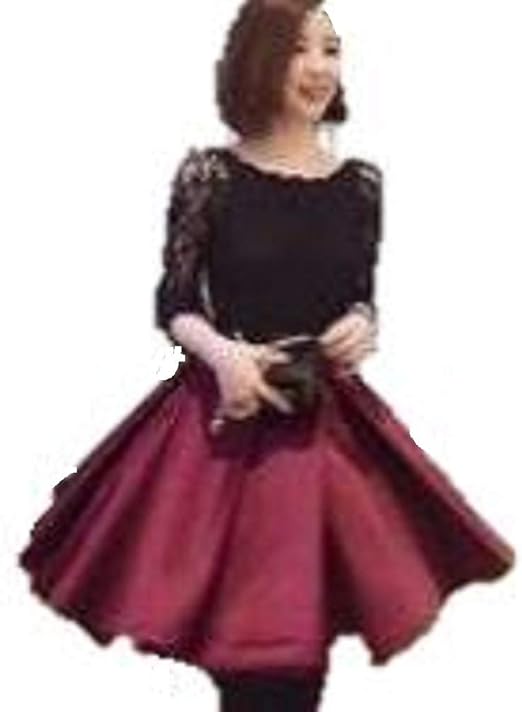 Amazon Co Jp プレクラースナ ワンピース フレア レース ワインレッド 切替え おとな キレイメ aライン フォーマル パーティ ドレス 服 ファッション小物