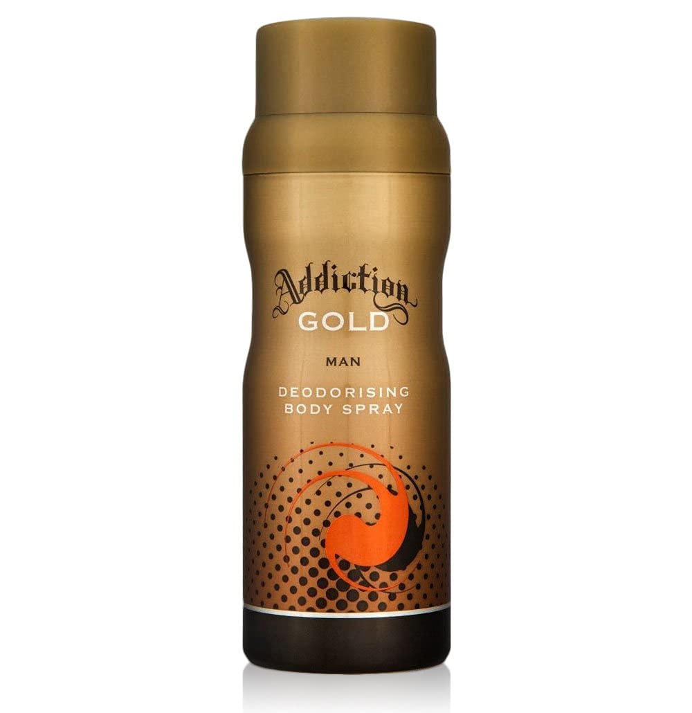 Addiction GOLD Men Deodorant Body Spray Fragrance 150ml (8 Pack)