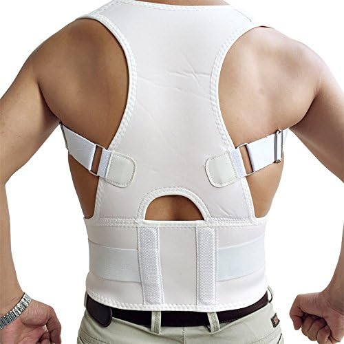 Back & Lumbar Support Brace by NONPAREIL - Improve Posture & Relieve Lower Thoracic, Neck & Spine Pain & Pressure - X Large (Waist 37-40), White
