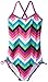 Kanu Surf Girls' Layla Beach Sport Banded 1 Piece Swimsuit, Olivia Pink Chevron, 6