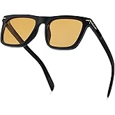 JOVAKIT Fashion Square Sunglasses for Men Women Trendy Flat Lens Sun Glasses Outdoor Sports Driving Sunnies UV400 Protection (Black/Orange)