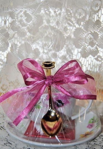 Set of 4 Tea Theme Dragonfly Tea Cup (Teacup) Tea Party Favors with Tea Bag and Tea Spoon