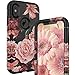 TIANLI Apple iPhone X Case,iPhone 10 Case Cute Flowers for Girls/Women Smooth Surface Three Layer Shockproof Protective Cover,Floral Black