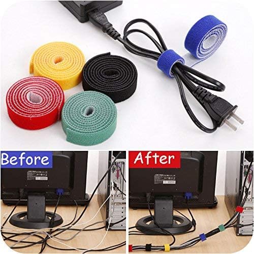 ADU Nylon Magic Designer Self Adhesive Reusable Tape Fastener Cable Tie Adhesive Dual Tape (Assorted Color)