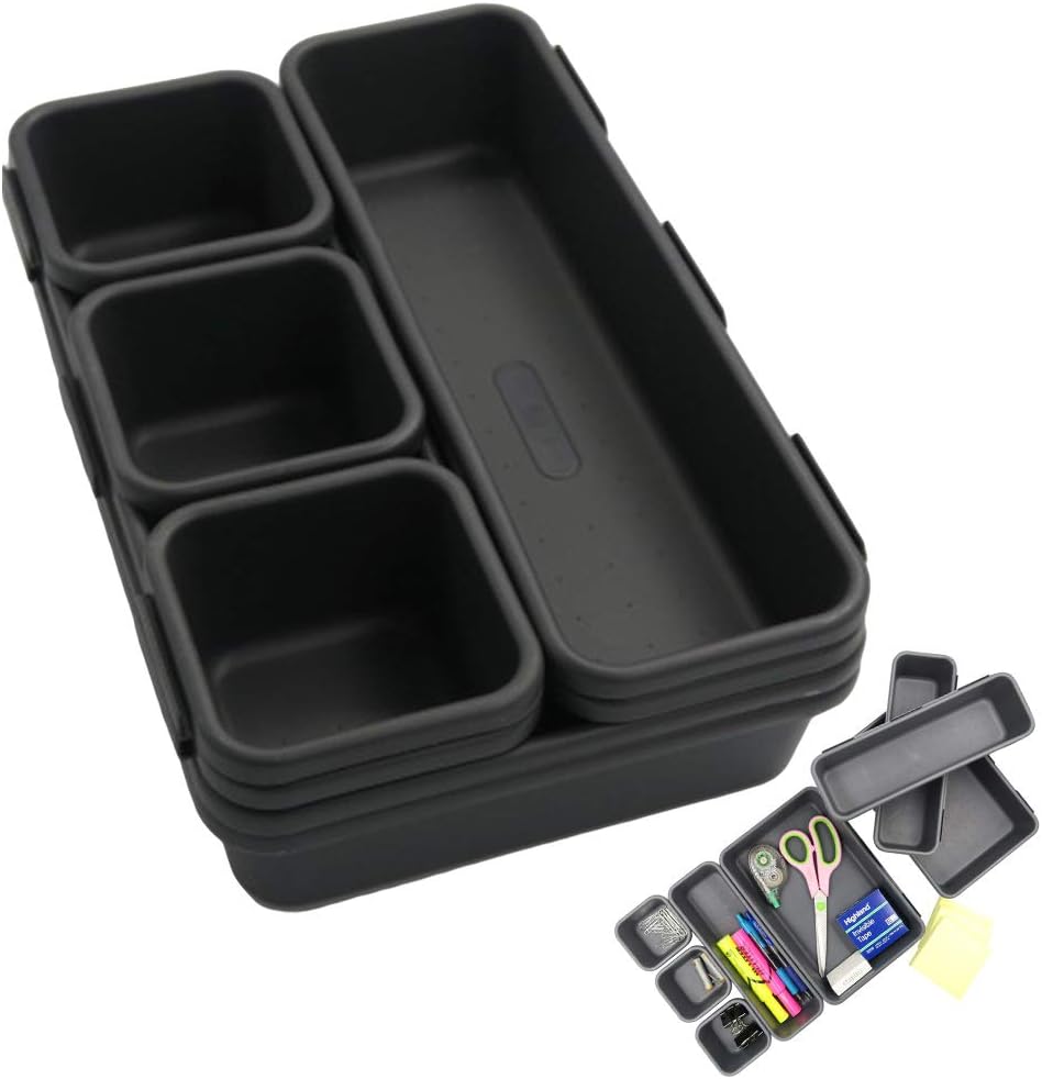 Evelots Desk Drawer Organizer/Divider-Interlocking Containers-Home/Office-Set/8