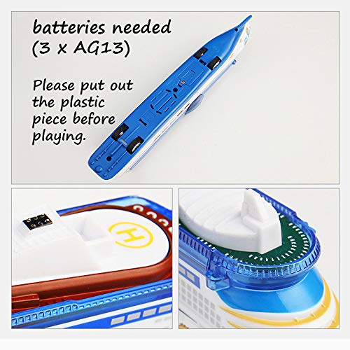 CORPER TOYS Ship Toy Die Cast Metal Cruise Ship Model Ocean Liner Boat Pull Back Toy for Kids with Flashing LED Lights and Sounds