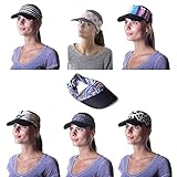 Women's Sun Visor Hat with Ponytail Hole UV protection Shade Cap with Wide Brim Multi-Color Head-wrap for Active Lifestyle