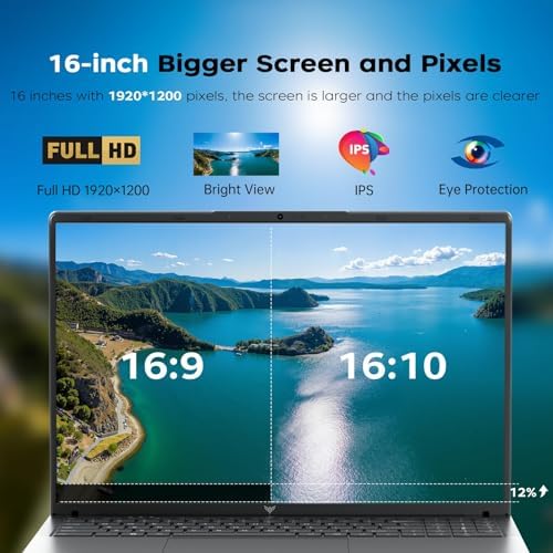 Ordinateur Portable 16 Pouces, Processeur Ryzen 4300U, Jusqu'à 3,7 GHz, 16 Go de Mémoire Vive DDR4, SSD de 512 Go, Carte Graphique Radeon, Wi-FI, Bluetooth, PC Portable Polyvalent pour