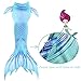 GALLDEALS 3pcs Swimmable Mermaid Tail for Kids Girls Princess Bikini Set Swimsuit Swimwear (No Monofin) (140cm(9-10Y), Turquoise Blue)