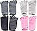 Beurlike Women's Yoga Socks Full Toe Grips No Slip Skid Barre Pilates Mens Socks (Black+Darkgray+Gray+Pink, 4PCS)