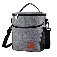 Aosbos Lunch Bag for Men Women, Insulated Lunch Box with Adjustable Shoulder Strap, Large Lunch Tote, 12L Grey