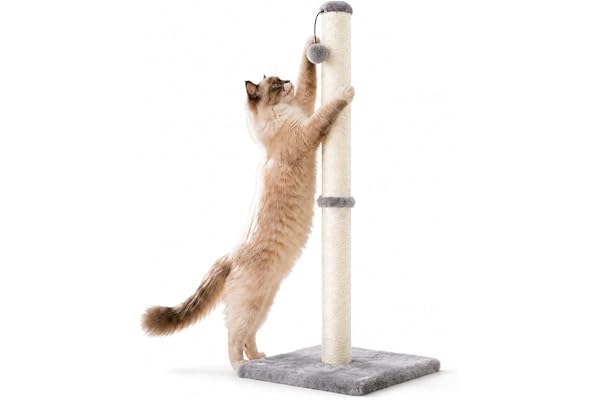 Dimaka 34 inch Tall Ultimate Cat Scratching Post, Claw Scratcher with Sisal Rope and Covered with Soft Smooth Plush, Vertical