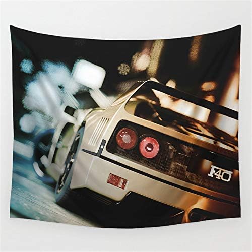 OATHENE Dream Car Ferrari Tapestry,Farrari F40, Your Dream Car On The Way, for Bedroom/Living Room,Home Décor,Polyester,60L x 51 W Inches (150cm x 130cm