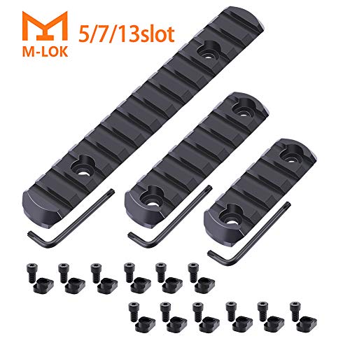 Fyland M-LOK Rail Section, 5-Slot 7-Slot 13-Slot Aluminum Picatinny Rail for Mlok Compatible Systems with 3 Allen Wrench, 12 T-Nuts and 12 Screws