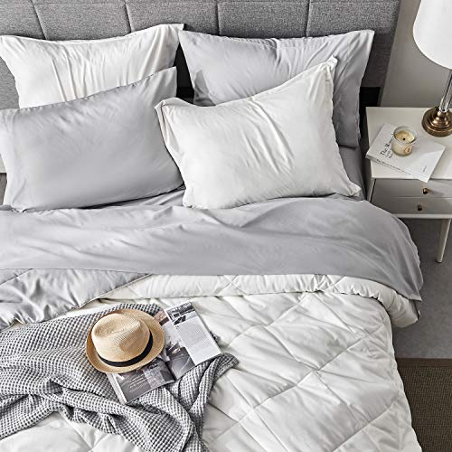 Bedsure White Queen Comforter Set 7 Pieces Reversible White Bed Set