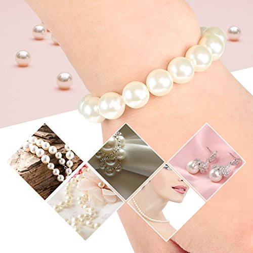 Naler 500pcs Assorted Pearl Beads for DIY Jewelry Making Vase Fillers Table Scatter Wedding Birthday Party Home Decoration, Ivory, 4/6/8/10mm