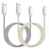 6Ft Nylon Braided Micro USB Cable, Eversame [2-Pack] 2M Premium USB2.0 A Male to Micro B Charger Cord For Android, Samsung Galaxy S6 Edge/Note4, HTC One M8, LG Volt/G4/G3, PS4 Controller(White Black)