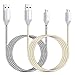 6Ft Nylon Braided Micro USB Cable, Eversame [2-Pack] 2M Premium USB2.0 A Male to Micro B Charger Cord For Android, Samsung Galaxy S6 Edge/Note4, HTC One M8, LG Volt/G4/G3, PS4 Controller(White Black)