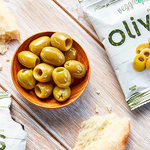 Veggicopia Olives, Keto Tasty Green Pitted Snack Olives from Greece