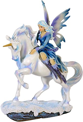 Mayer Chess by MystiCalls Amazing Big Fairy is sitting on unicorn Figurine Winter